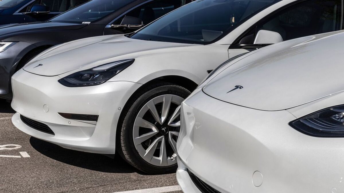 Indianapolis - Circa June 2022: Tesla EV electric vehicles on display. Tesla products include electric cars, battery energy storage and solar panels.