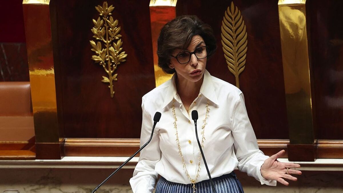 France's Minister of Culture Rachida Dati speaks during a session to debate the draft law, adopted by the Senate, on the reform of public broadcasting and audiovisual sovereignty, at the National Assembly, the French Parliament lower house, in Paris on June 30, 2025. The bill proposing the creation of a holding company called France Médias to oversee France Télévisions, Radio France, and the National Audiovisual Institute (Ina) will be examined by the National Assembly on June 30 and July 1. (Photo by Ludovic MARIN / AFP)