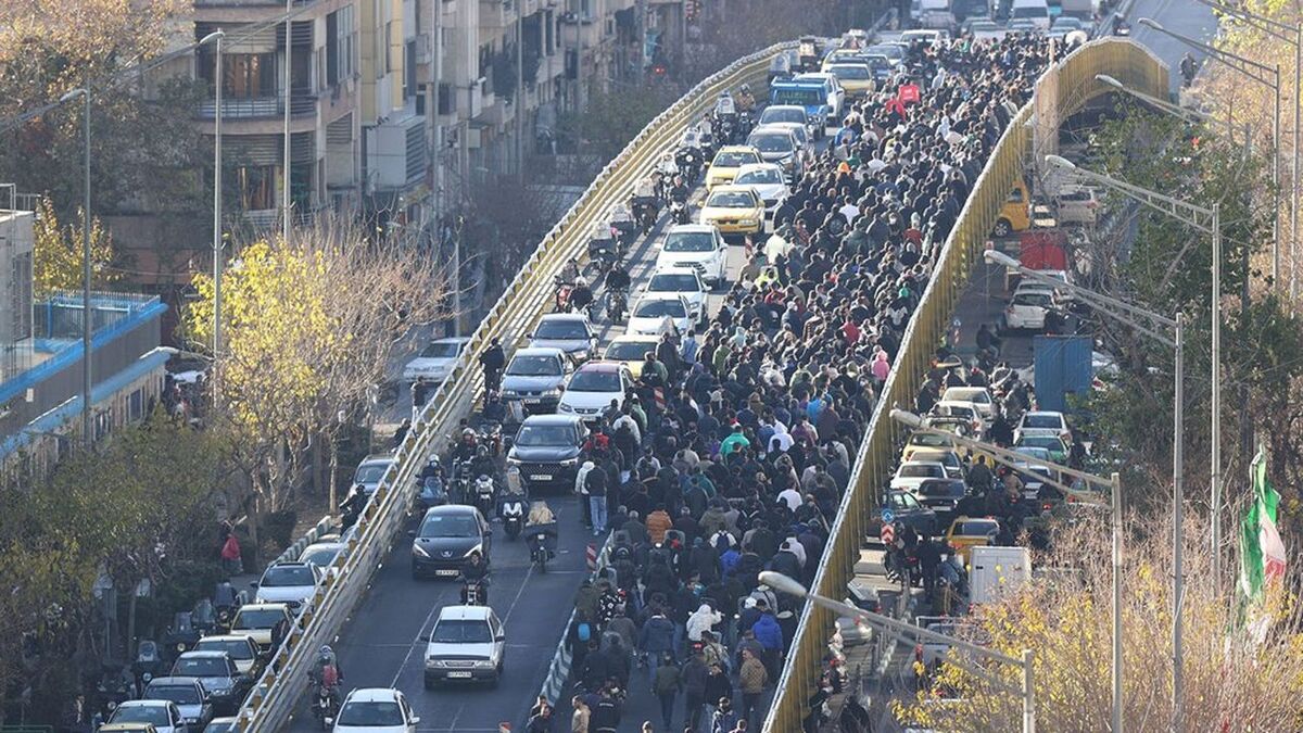 Protesters march in downtown Tehran, Iran, Monday, Dec. 29, 2025. (Fars News Agency via AP)/VAH101/25363522315836//2512291542