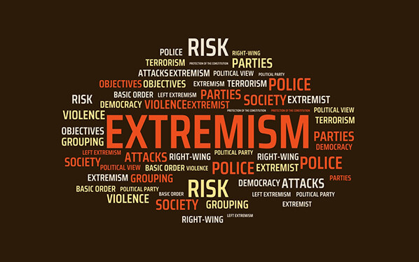 - EXTREMISM - image with words associated with the topic EXTREMISM, word, image, illustration